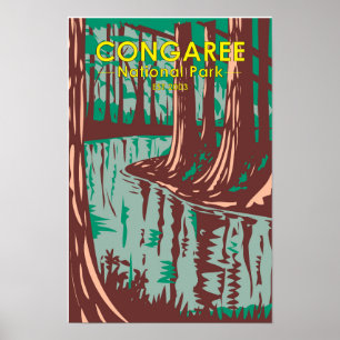 Poster Parque Nacional Congaree Carolina do Sul Post Vint