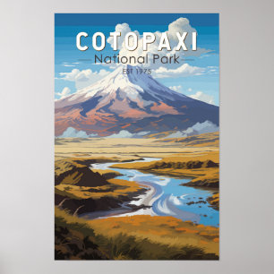Poster Parque Nacional Cotopaxi Equador Viagem Arte Vinta