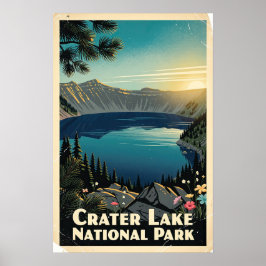 Poster Parque Nacional Crater Lake Retro