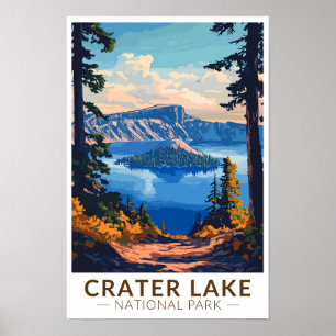 Poster Parque Nacional Crater Lake Viagem Arte Vintage