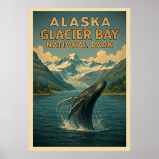 Poster Parque Nacional da Baía de Glacier do Alaska V02
