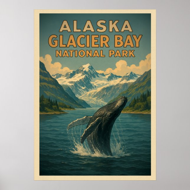 Poster Parque Nacional da Baía de Glacier do Alaska V02 (Frente)