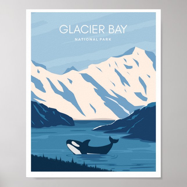 Poster Parque Nacional da Baía do Glaciar Alasca (Frente)