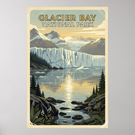 Poster Parque Nacional da Baía do Glaciar Retro
