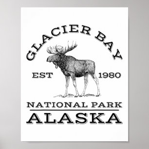 Poster Parque Nacional da Baía dos Glaciares Alasca Alce