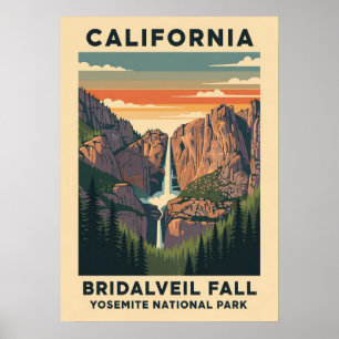Poster Parque Nacional da Califórnia Yosemite, Bridalveil