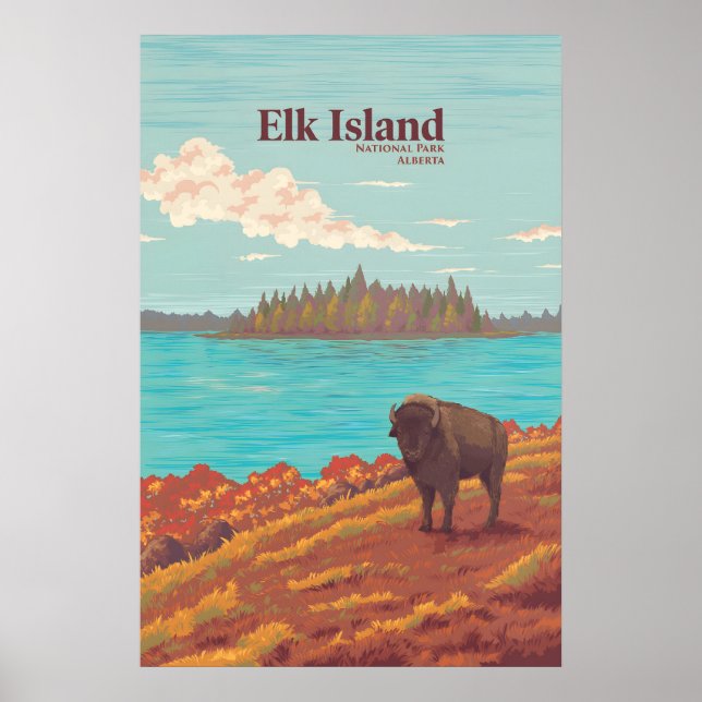 Poster Parque Nacional da Ilha dos Alces Alberta Canadá V (Frente)