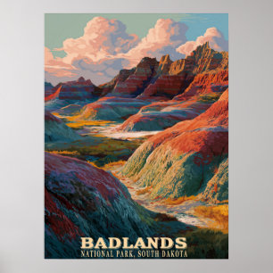 Poster Parque Nacional das Badlands - Paisagem Ocidental