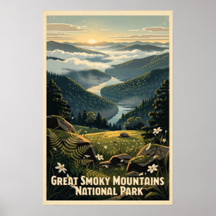 Poster Parque Nacional das Grandes Montanhas Fumosas Retr