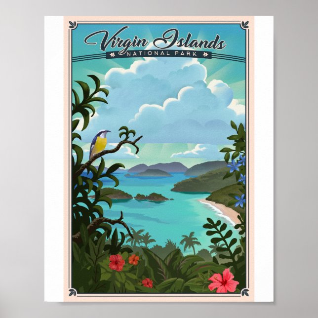 Poster Parque Nacional das Ilhas Virgens Litho Trabalho d (Frente)