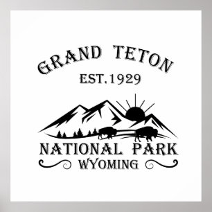 Poster Parque Nacional das montanhas Grand Teton Wyoming