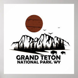 Poster Parque Nacional das Montanhas Grand Teton Wyoming