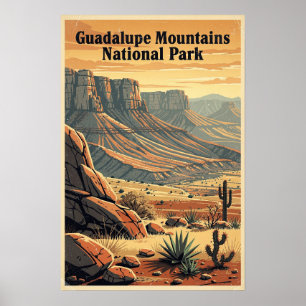 Poster Parque Nacional das Montanhas Guadalupe Retro