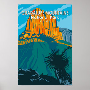 Poster Parque Nacional das Montanhas Guadalupe Texas Vint