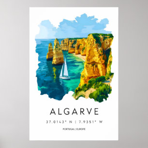 Poster Parque Nacional de Aguarela Vintage Esqui Algarve