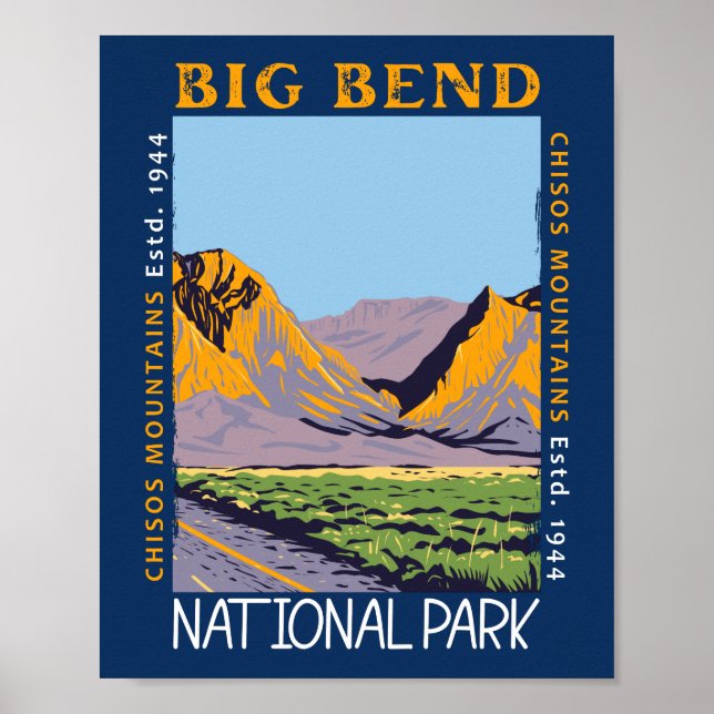 Poster Parque Nacional de Big Bend, Chisos Mountain, se a (Frente)