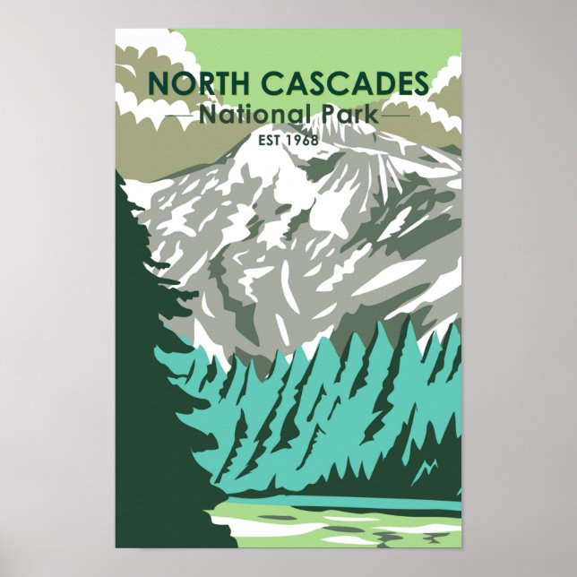 Poster Parque Nacional de Cascades do Norte - Retro de Mo (Frente)
