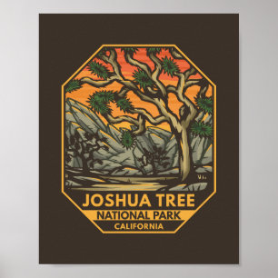 Poster Parque Nacional de Joshua Tree Sunset Retro Emblem