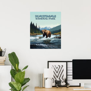 Poster Parque Nacional de Katmai - Alaska Bear Brooks Riv