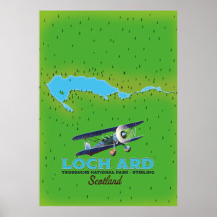 Poster Parque Nacional de Loch Ard Trossachs, mapa Stirli