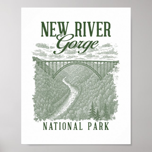 Poster Parque Nacional de New River Gorge que Viaja pela  (Frente)