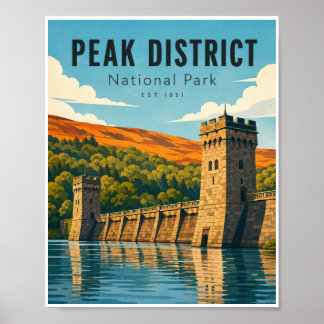 Poster Parque Nacional de Peak District Viagem Antiga