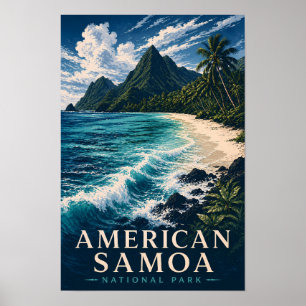 Poster Parque Nacional de Samoa Americana Modern Woodbloc