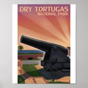 Poster Parque Nacional de Tortugas Seco Litho Trabalho de