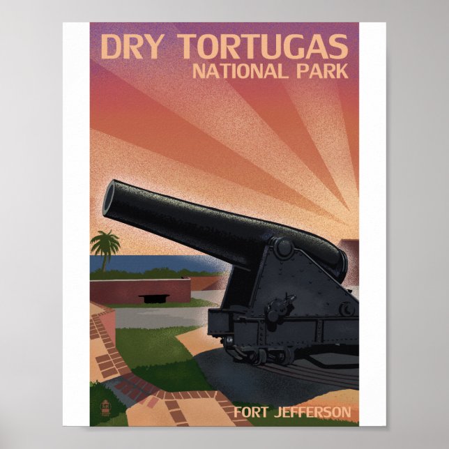 Poster Parque Nacional de Tortugas Seco Litho Trabalho de (Frente)