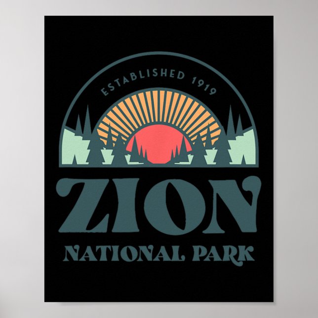 Poster Parque Nacional de Utah Zion do Estilo Retro (Frente)