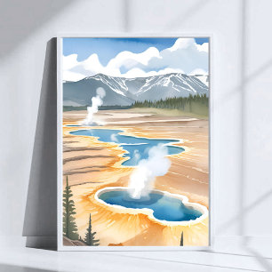 Poster Parque Nacional de Yellowstone Aquarela de Paisa