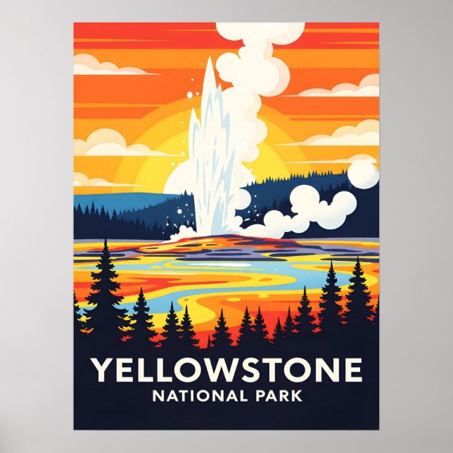 Poster Parque Nacional de Yellowstone – Gêiser Vibrante (Frente)