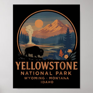 Poster Parque Nacional de Yellowstone Geyser de Bisonte V