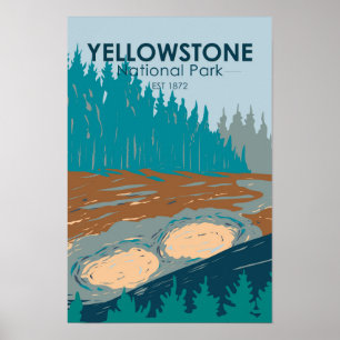 Poster Parque Nacional de Yellowstone Mud Volcano Vintage