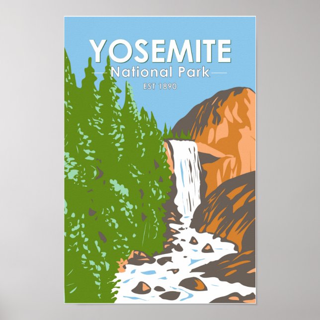 Poster Parque Nacional de Yosemite, Califórnia, queda (Frente)