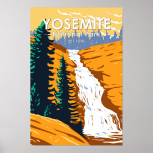 Poster Parque Nacional de Yosemite Chilnualna Falls Calif