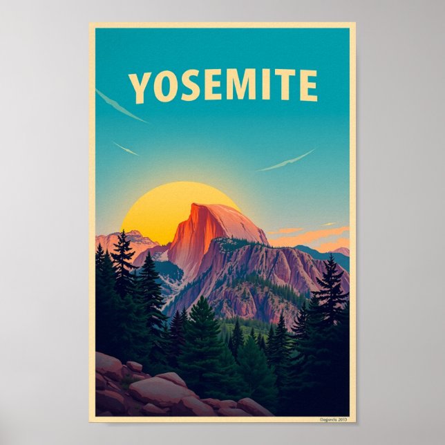 Poster Parque Nacional de Yosemite Half Dome Vintage (Frente)