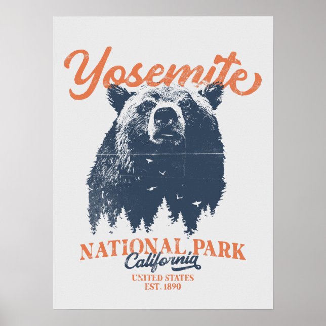 Poster Parque Nacional de Yosemite, Urso Negro da Califór (Frente)