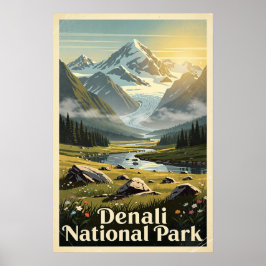 Poster Parque Nacional Denali Retro