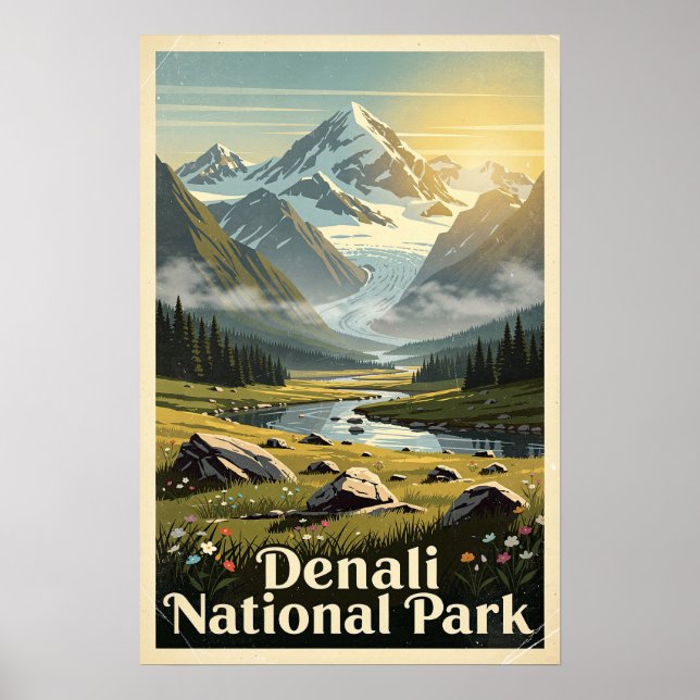 Poster Parque Nacional Denali Retro (Frente)