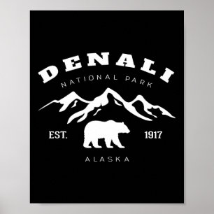 Poster Parque Nacional Denali Retro Vintage Para Crianças