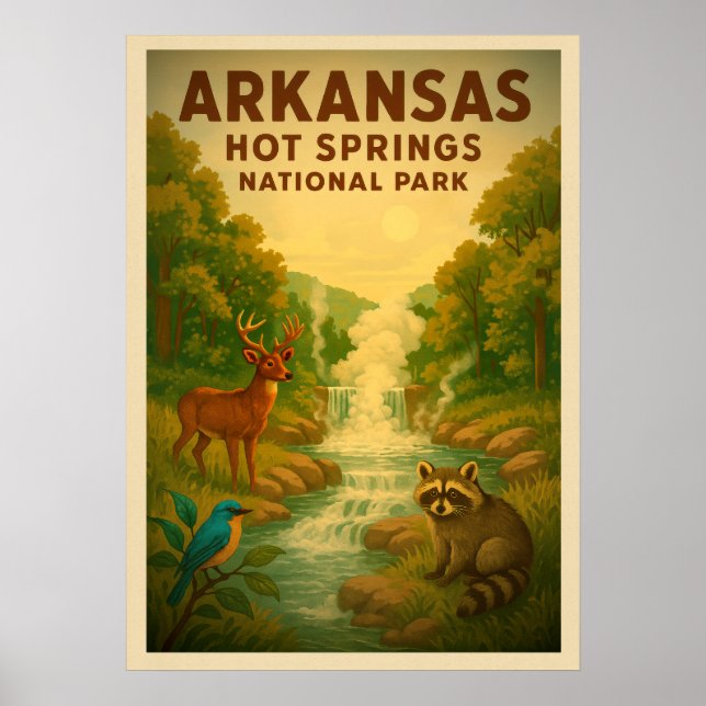 Poster Parque Nacional do Arkansas Hot primavera V01 (Frente)
