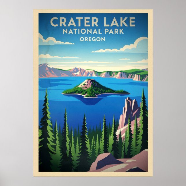 Poster Parque Nacional do Lago Cratera Oregon V01 (Frente)