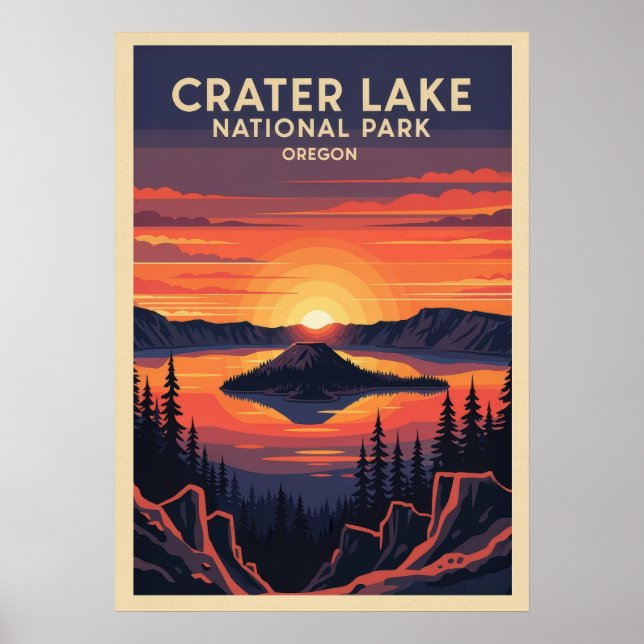 Poster Parque Nacional do Lago Cratera Oregon V02 (Frente)