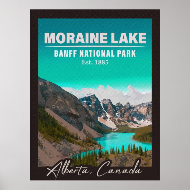 Poster Parque Nacional do Moraine Lake Alberta Canada Ban (Frente)