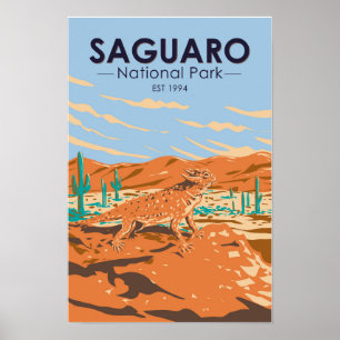 Poster Parque Nacional do Saguaro, Lizard Vintage