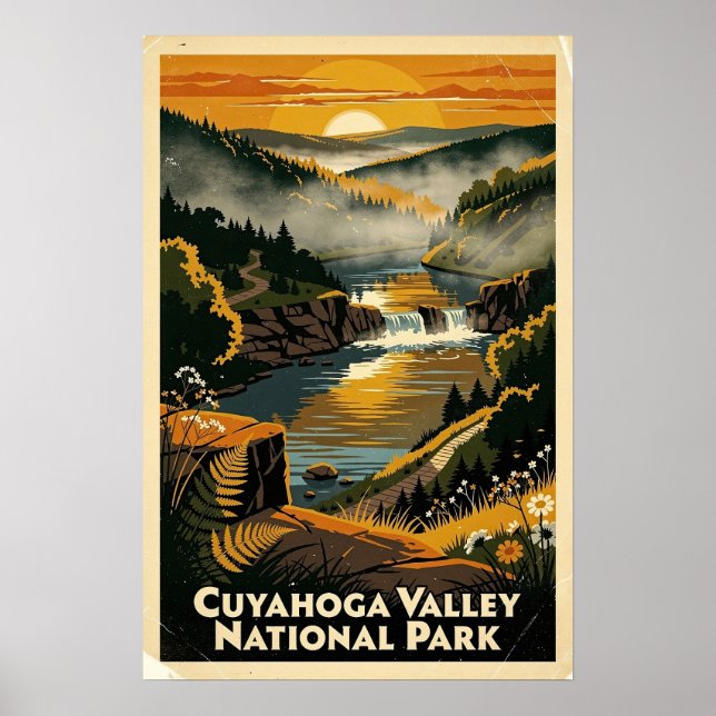 Poster Parque Nacional do Vale de Cuyahoga Retro (Frente)