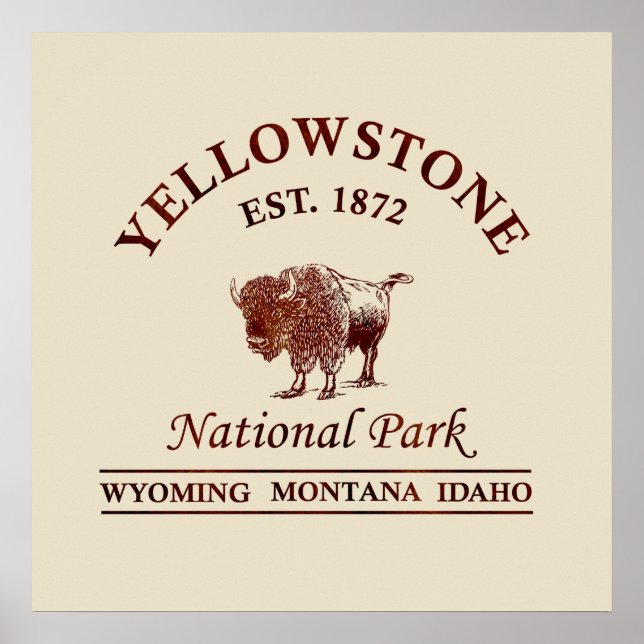 Poster Parque Nacional do Yellowstone Wyoming (Frente)