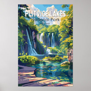Poster Parque Nacional dos Lagos de Plitvice Croácia Viag