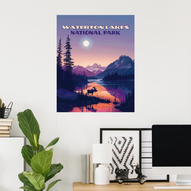 Poster Parque Nacional dos Lagos Waterton Canada Alberta (Escritório em casa)